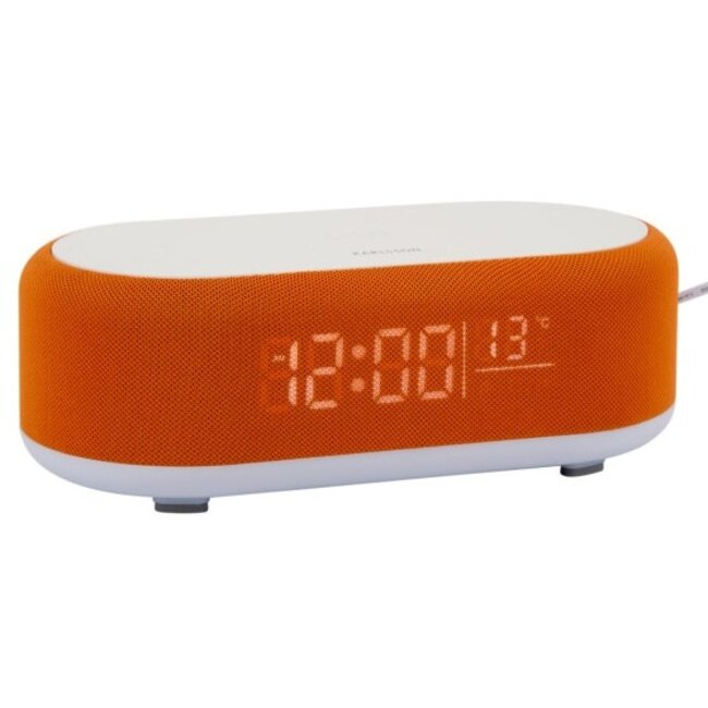 Karlsson Alarmklok Vogue met telefoonoplader en bluetooth helder oranje