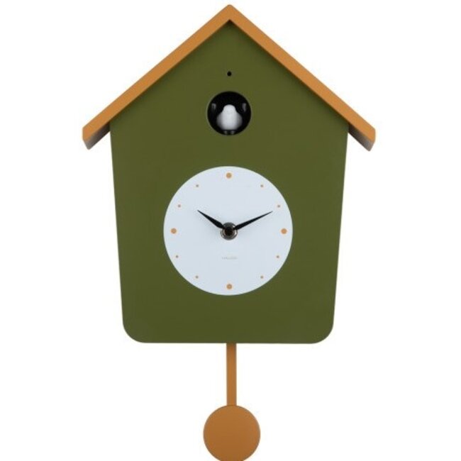 Karlsson Wandklok Cuckoo army groen met geel