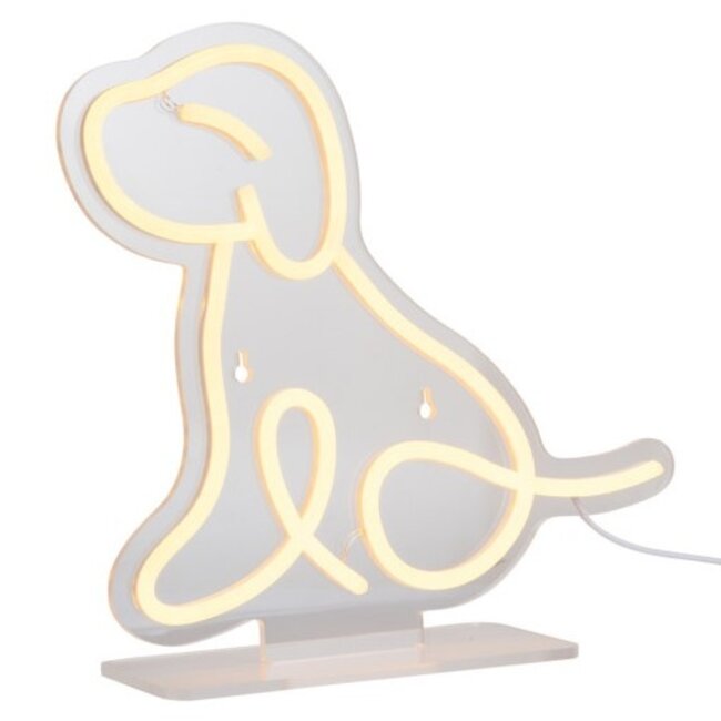 Leitmotiv Neon licht Zittende hond geel