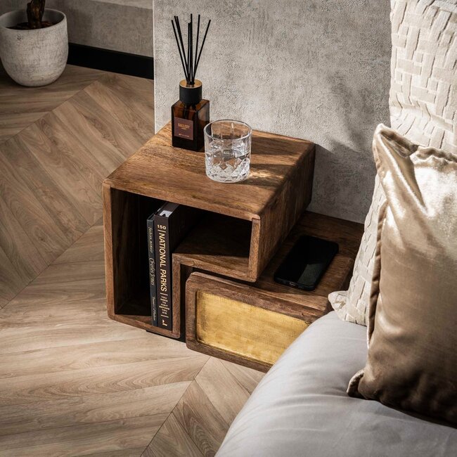 WoonStijl Nachtkastje Set van 2 brass