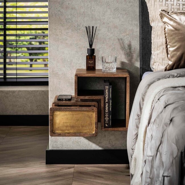 WoonStijl Nachtkastje Set van 2 brass