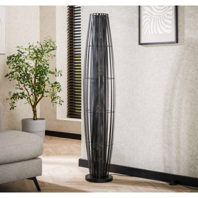WoonStijl Vloerlamp 150 4L cylinder mesh / Charcoal