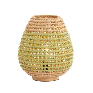 Light en Living Tafellamp Ø32x34,5 cm KALIPA rotan  naturel+groen Light en Living Tafellamp Ø32x34,5 cm KALIPA rotan  naturel+groen