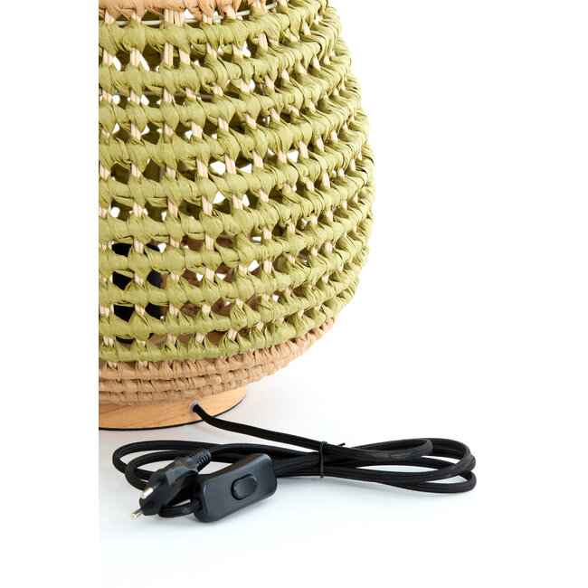 Light en Living Tafellamp Ø32x34,5 cm KALIPA rotan  naturel+groen