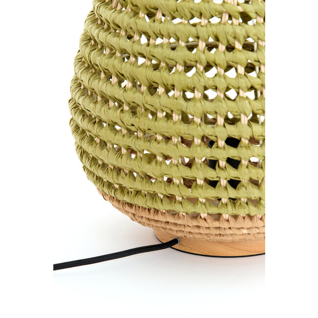 Light en Living Tafellamp Ø32x34,5 cm KALIPA rotan  naturel+groen
