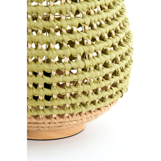 Light en Living Tafellamp Ø32x34,5 cm KALIPA rotan  naturel+groen