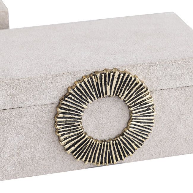 PTMD Opbergbox Hazael Beige suede set van 2