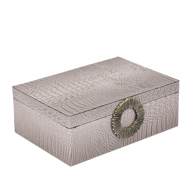 PTMD Opbergbox Hazael Beige vegan leer set van 2