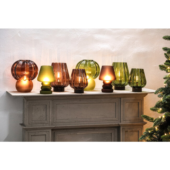 PTMD Tafellamp Led Miron Bruin matglas