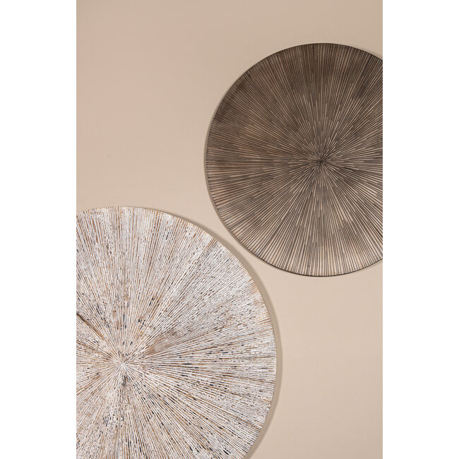 PTMD Wandornament Zapp Wit geribbeld rond L