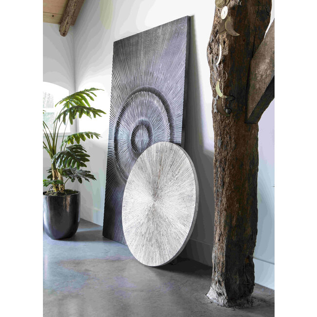 PTMD Wandornament Zapp Wit geribbeld rond S