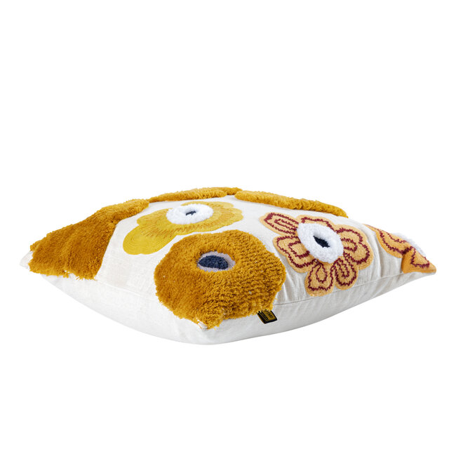 PTMD Kussen Bethanie bloemen geel vierkant