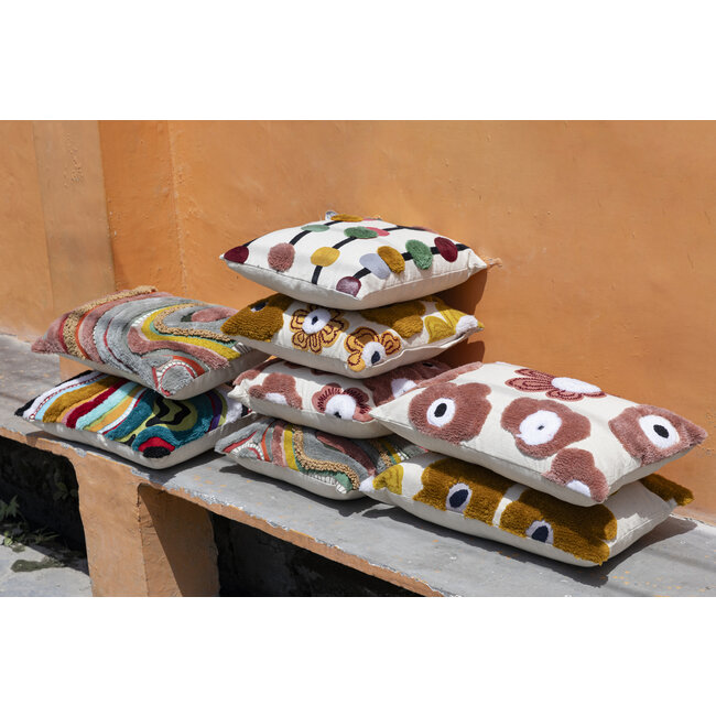 PTMD Kussen Primuse bloemen roze vierkant