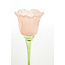 Light en Living Theelicht op voet Ø10,5x22,5 cm FLOWALY glas groen+peach