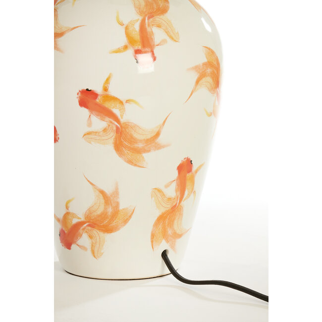 Light en Living Lampvoet Ø28X52 Cm Fish keramiek wit+oranje