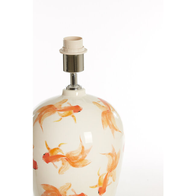 Light en Living Lampvoet Ø28X52 Cm Fish keramiek wit+oranje