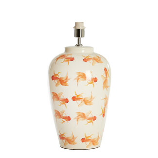 Light en Living Lampvoet Ø28X52 Cm Fish keramiek wit+oranje