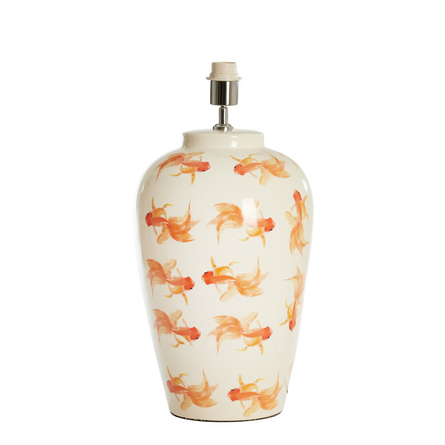 Light en Living Lampvoet Ø28X52 Cm Fish keramiek wit+oranje