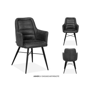 WoonMax Eettafel stoel Asher - Poot 3 - Chicago Antraciet - Showroommodel