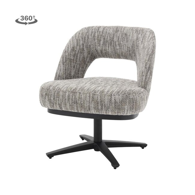 Tower Living Caldes Lounge Stoel - fabric TED 8 white-grey (draaibaar)