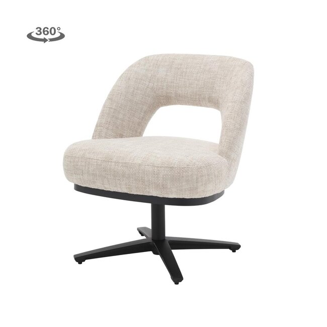Tower Living Caldes Lounge Stoel - fabric TED 24 off white (draaibaar)