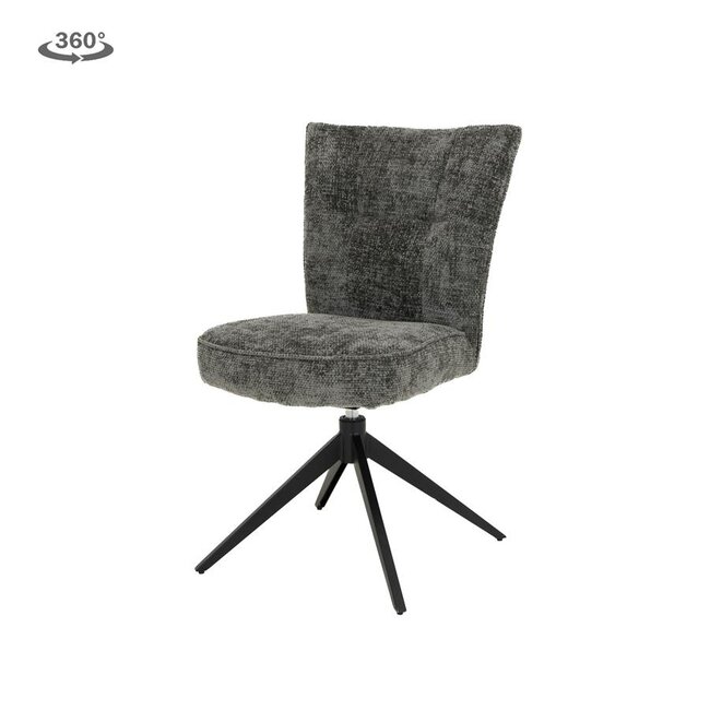 Tower Living Bardi Stoel - fabric Haga 16 charcoal (draaibaar)