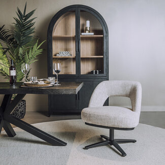 Tower Living Caldes Lounge Stoel - fabric TED 24 off white (draaibaar)