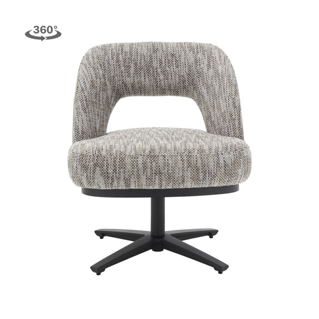 Tower Living Caldes Lounge Stoel - fabric TED 8 white-grey (draaibaar)