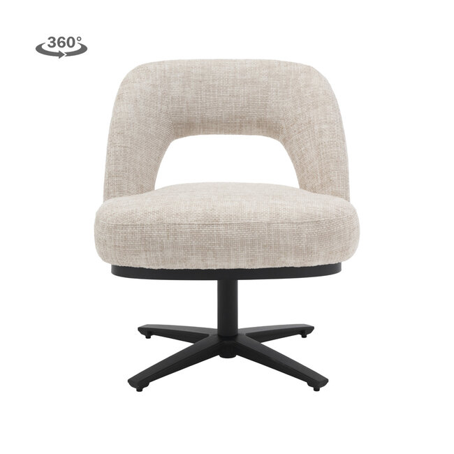 Tower Living Caldes Lounge Stoel - fabric TED 24 off white (draaibaar)