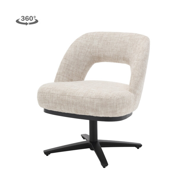 Tower Living Caldes Lounge Stoel - fabric TED 24 off white (draaibaar)