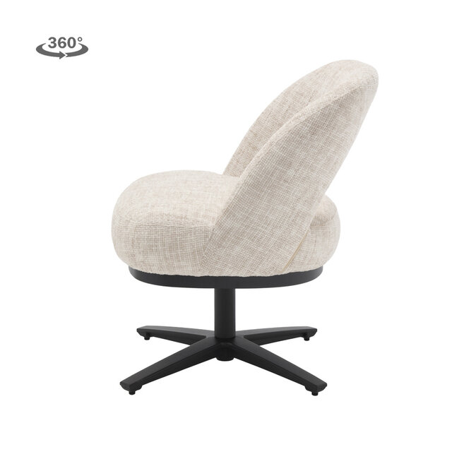 Tower Living Caldes Lounge Stoel - fabric TED 24 off white (draaibaar)