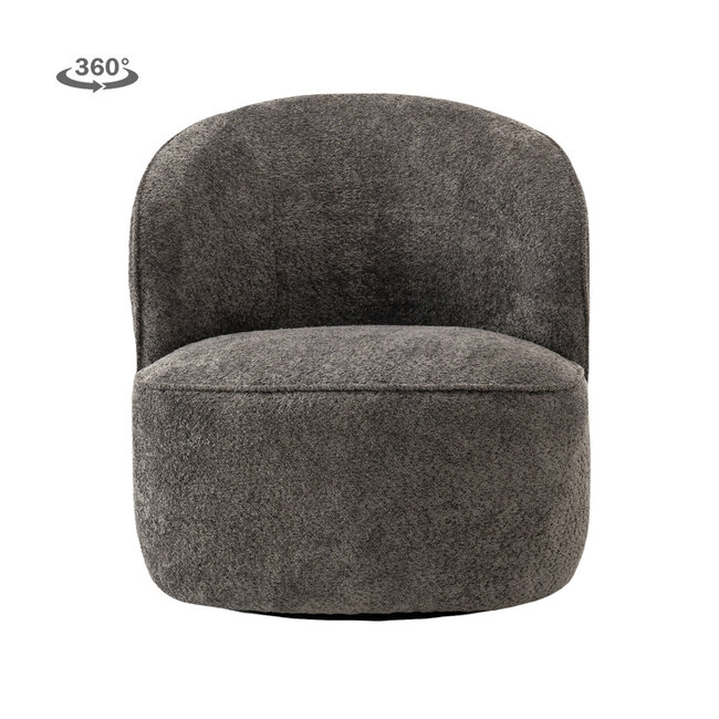 Tower Living Belvi Fauteuil - fabric AJ3019-20 Dark grey (draaibaar)
