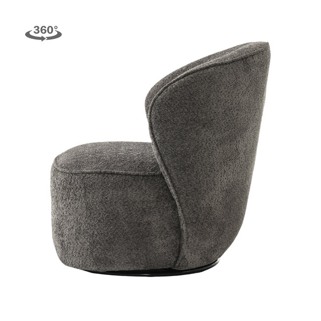 Tower Living Belvi Fauteuil - fabric AJ3019-20 Dark grey (draaibaar)