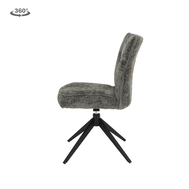 Tower Living Bardi Stoel - fabric Haga 16 charcoal (draaibaar)