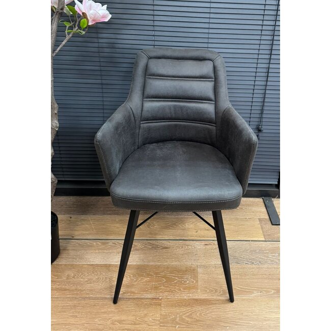 WoonMax Eettafel stoel Asher - Poot 3 - Chicago Antraciet - Showroommodel