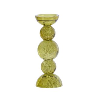 Light en Living Kaarsenhouder Ø10x26,5 cm ITINGA glas bubbel olijfgroen