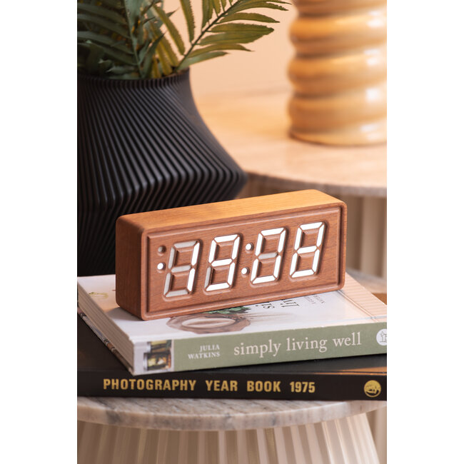 Karlsson Alarmklok Solid hout Engraved donker hout