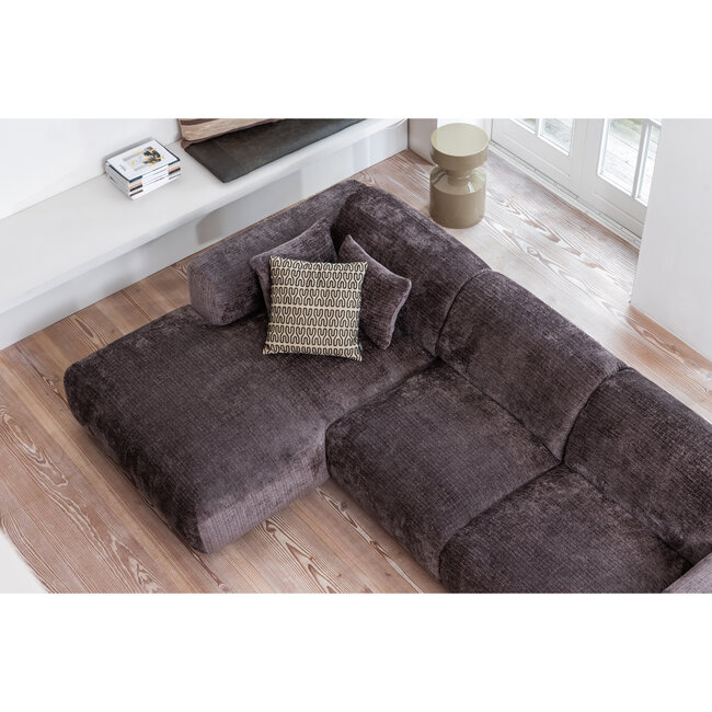 Woood CLOUD hoekbank rechts geweven chenille warm bruin