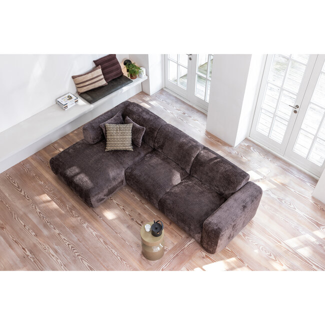 Woood CLOUD hoekbank rechts geweven chenille warm bruin