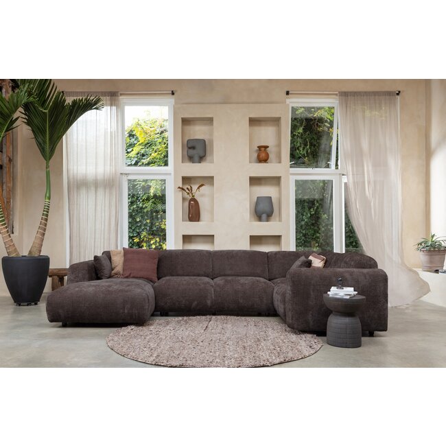 Woood CLOUD hoekbank rechts geweven chenille warm bruin