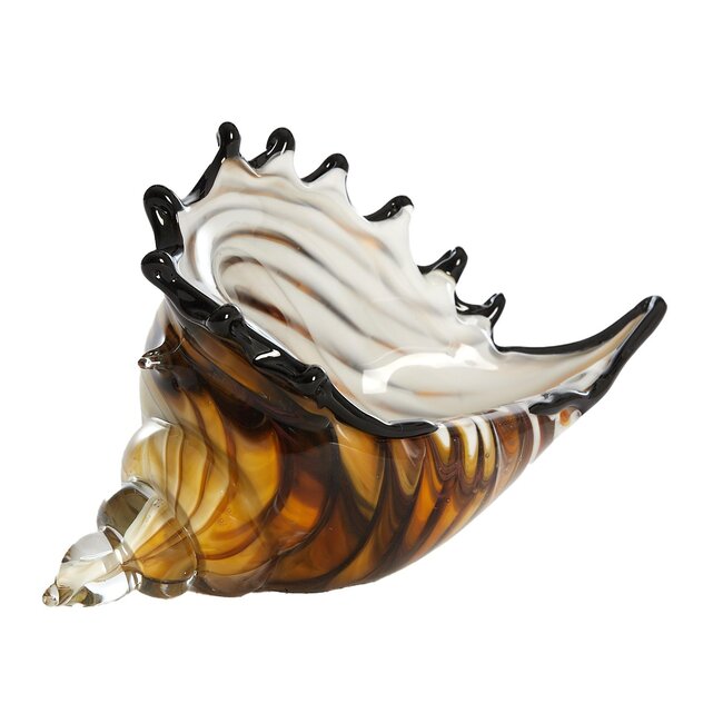 Light en Living Ornament 28x12x16 cm SHELL glas  bruin-brons+wit