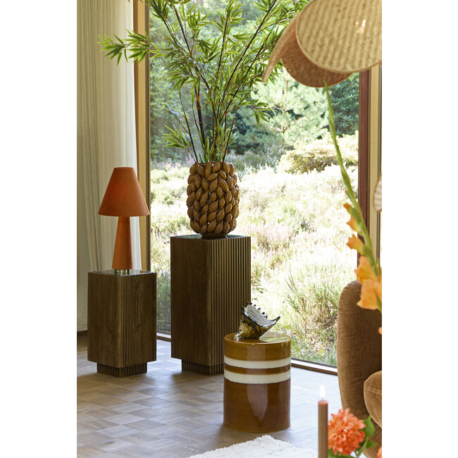 Light en Living Ornament 28x12x16 cm SHELL glas  bruin-brons+wit