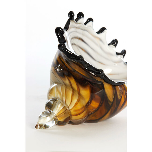 Light en Living Ornament 28x12x16 cm SHELL glas  bruin-brons+wit