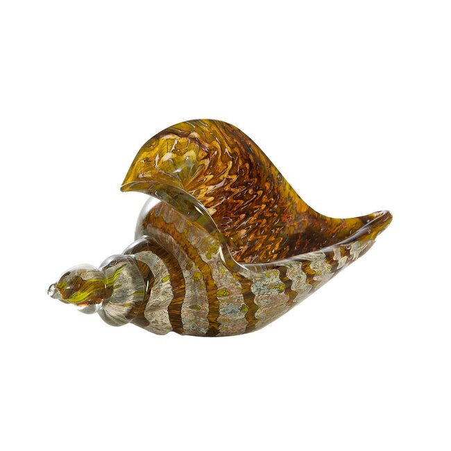 Light en Living Ornament 22x10x12 cm SHELL glas olijf  groen