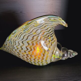 Light en Living Ornament 28x12x16 cm SHELL glas olijf  groen