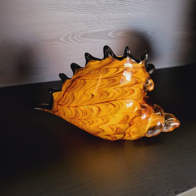 Light en Living Ornament 28x12x16 cm SHELL glas  bruin-brons+wit