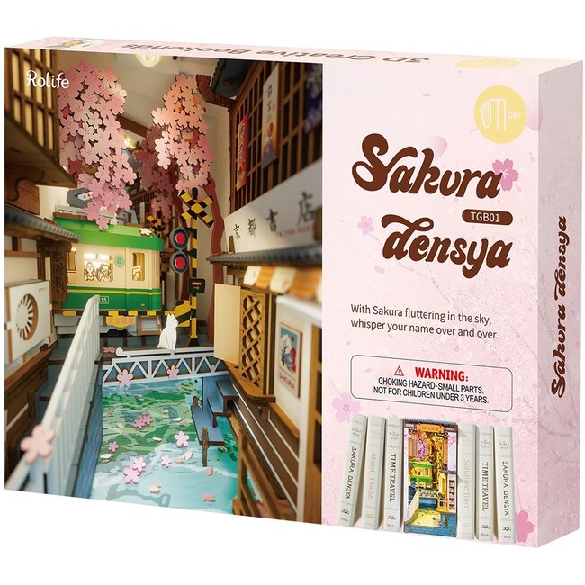 Robotime Houten Bouwpakket Book Nook Sakura Densya