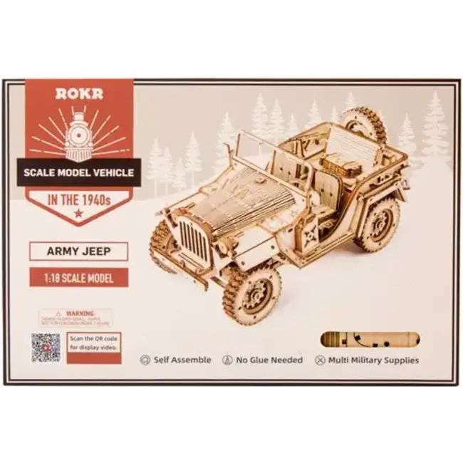 Robotime Houten Bouwpakket Army Field Car