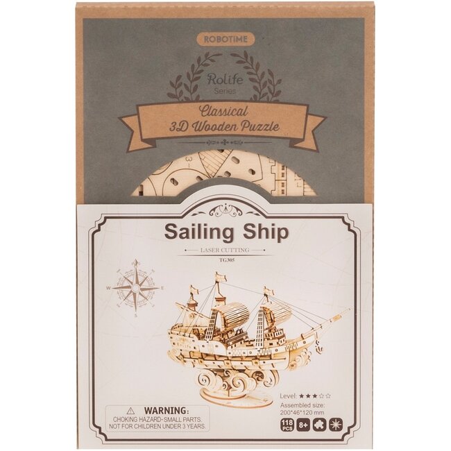 Robotime Houten Bouwpakket Sailing Ship