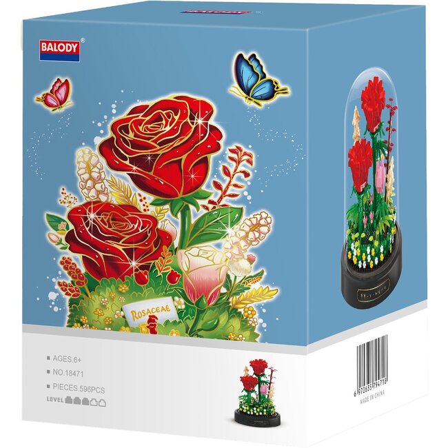 Balody 3D Bouwset Red Roses onder stolp